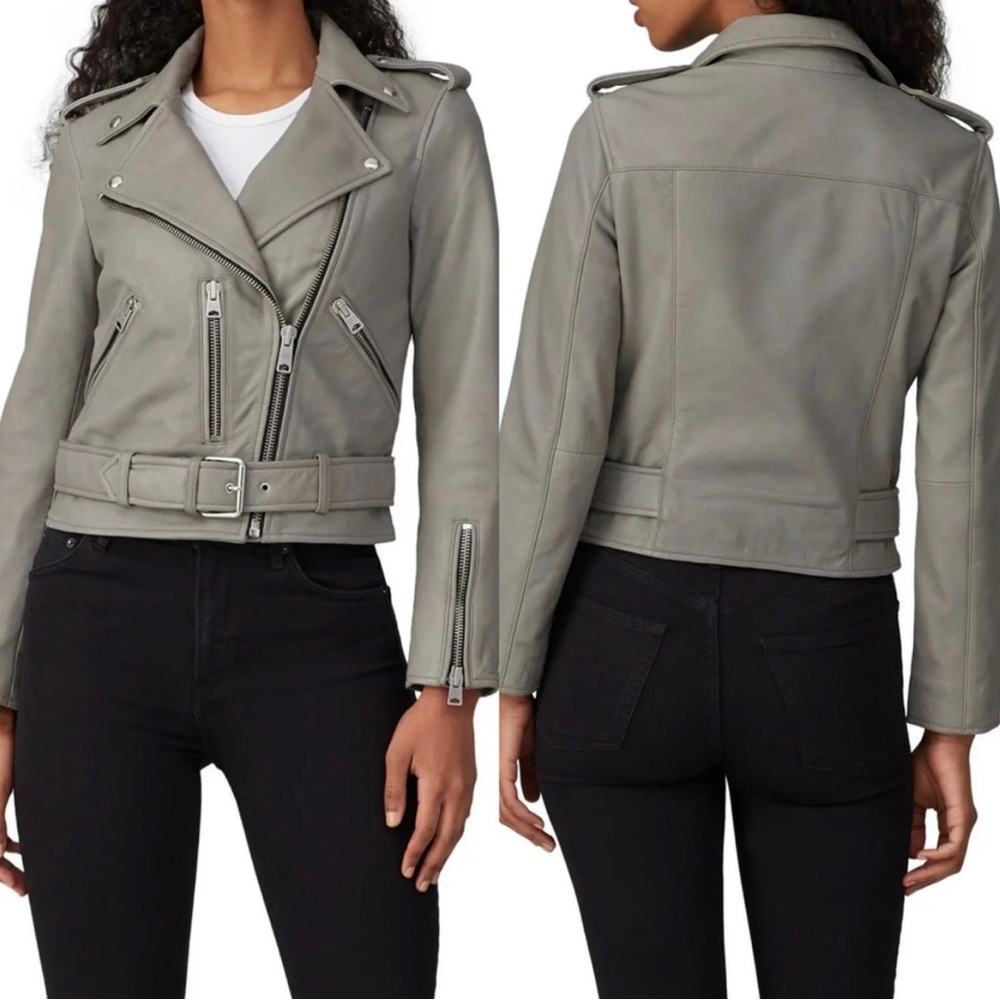 Allsaints grey leather jacket